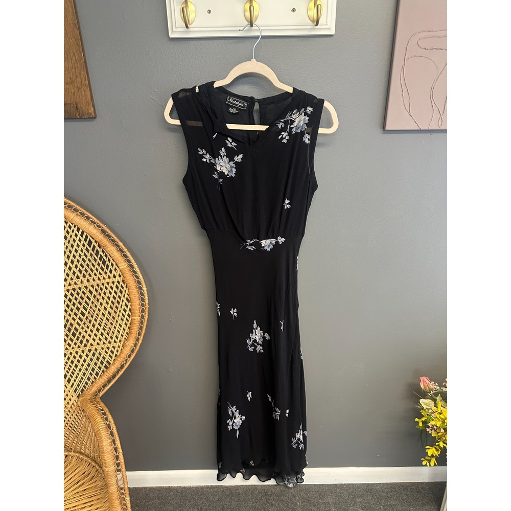 Vintage 90s Nostalgia Womens L Dress Floral Midi Fairy Romantic Boho Cottage